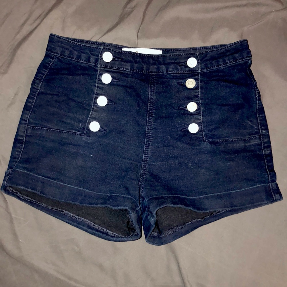 Blue Jean Button Up Shorts